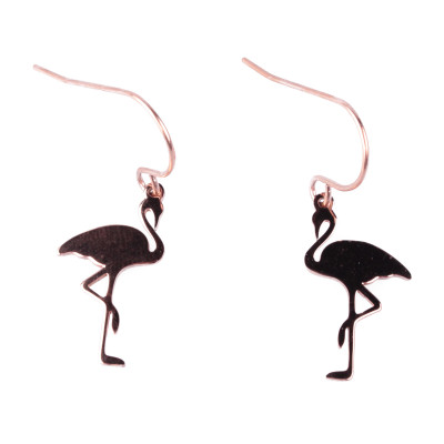 Boucles d'oreilles MILE MILA acier cuivré flamants roses