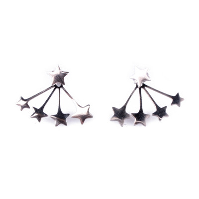 Boucles d'oreilles MILE MILA acier argent explosion d'étoiles 