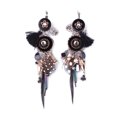 Boucles d'oreilles LOL noires et dorées Rosiplumi