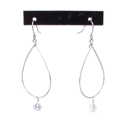 Boucles d'oreilles MILE MILA Ovales acier argent et goutte strass