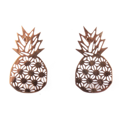 Boucles d'oreilles acier ananas graphiques