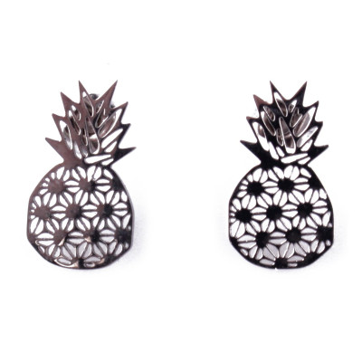 Boucles d'oreilles acier ananas graphiques