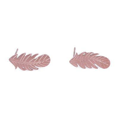 Boucles d'oreilles acier cuivré plumes ciselées