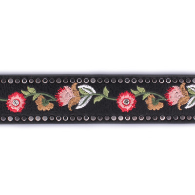 Ceinture noire fleurs multicolores