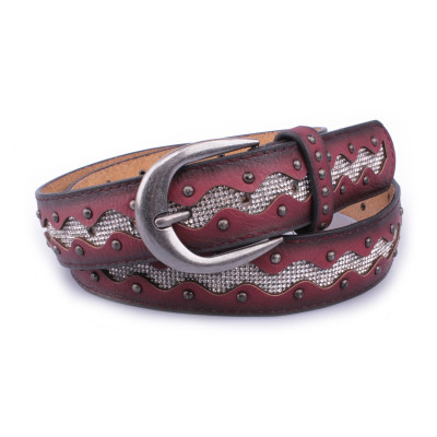 Ceinture rouge bordeaux vague de strass