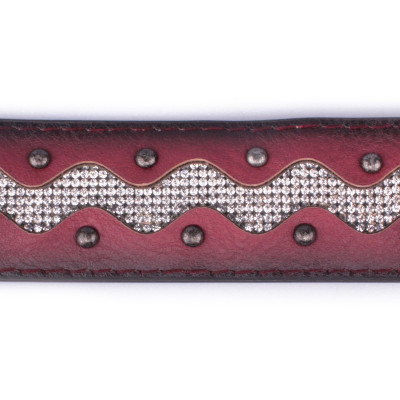 Ceinture rouge bordeaux vague de strass