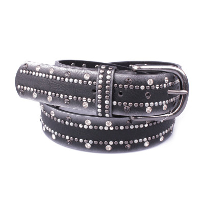 Ceinture noire bords argentés clous et strass Tchouni