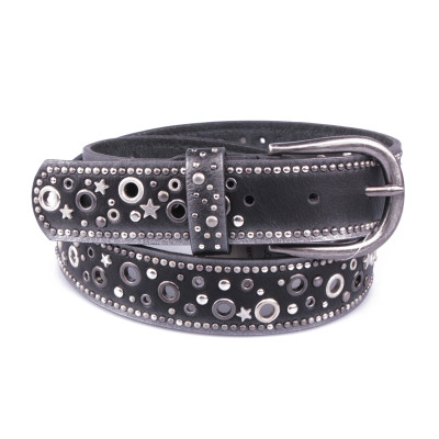 Ceinture noire clous étoiles Percili