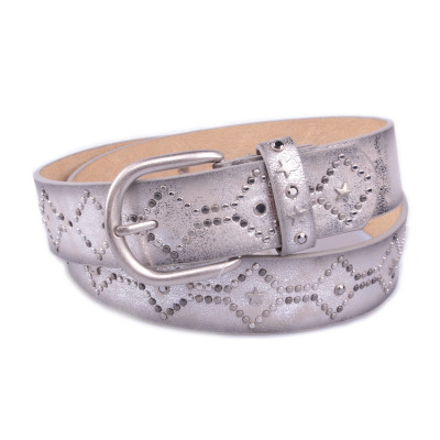 Ceinture argent clous losanges et strass Losilis