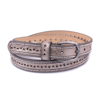 Ceinture fine dorée lignes de strass et étoiles