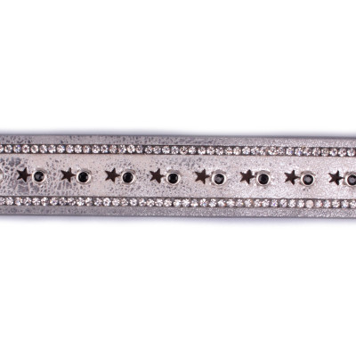 Ceinture fine argent lignes de strass et étoiles