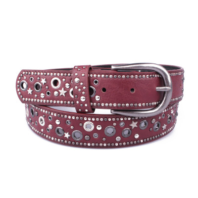 Ceinture rouge bordeaux  clous étoiles Percili