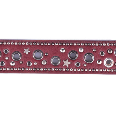 Ceinture rouge bordeaux  clous étoiles Percili