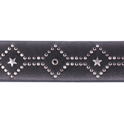 Ceinture noire clous losanges et strass Losilis