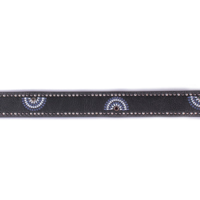 Ceinture noire éventails bleus à strass