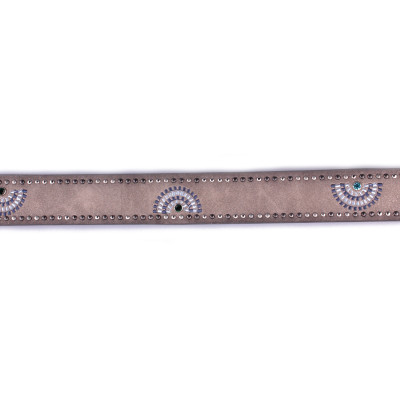 Ceinture beige dorée éventails bleus à strass