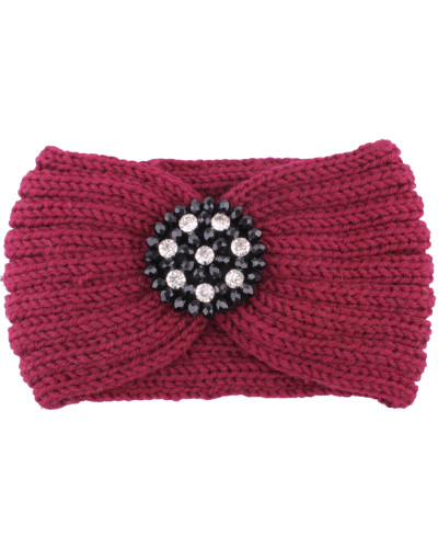 Bandeau bordeaux Pastille de perles noires et strass