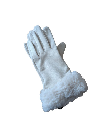 Gants suédine bordure bouclettes