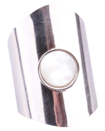 Bague MILE MILA acier argent Coni perle blanche