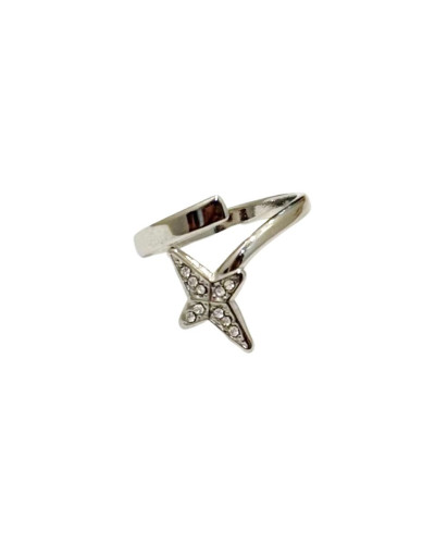 Bague femme acier argenté astre strass