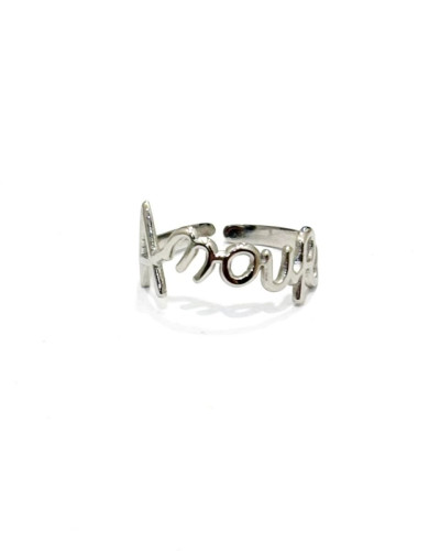Bague femme acier argenté Amour