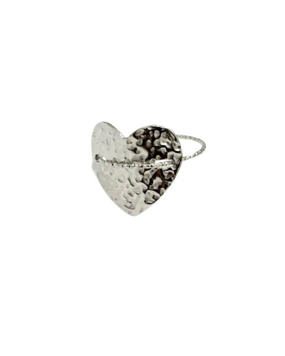Bague femme acier argenté coeur