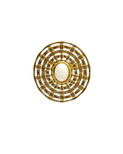 Bague femme acier doré perle blanche Lani