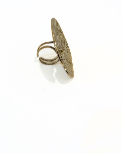 Bague femme acier doré nénuphar