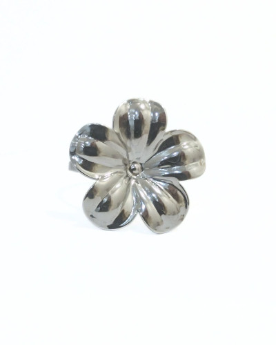Bague femme acier argenté fleur