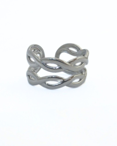 Bague femme acier argenté torsadé Smilla