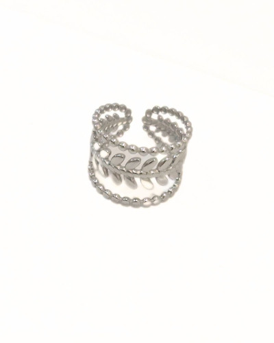 Bague femme acier argenté triple Ketil