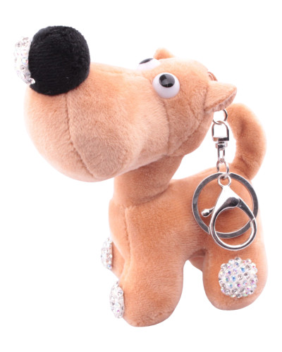 Porte-clés chien beige truffe à strass