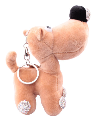 Porte-clés chien beige truffe à strass