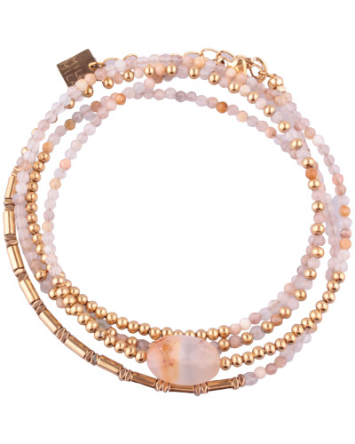 Bracelet MILE MILA doré et rosé perle ciselée