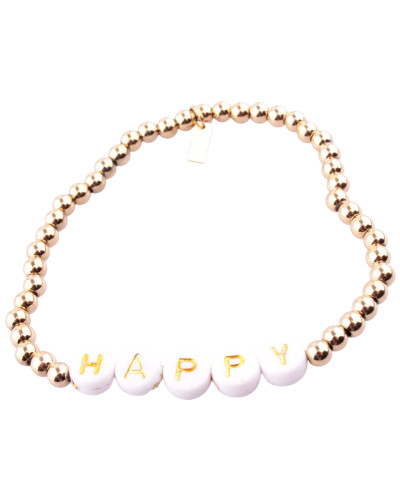 Bracelet acier perles dorées Happy