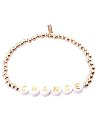 Bracelet acier perles dorées Chance