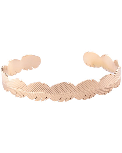 Bracelet manchette doré motif feuille