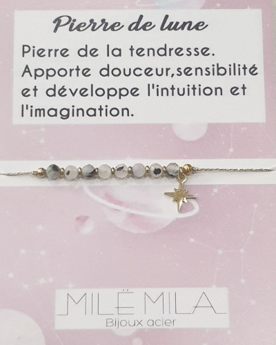 Bracelet Pierre de lune acier