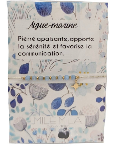 Bracelet Aigue marine acier