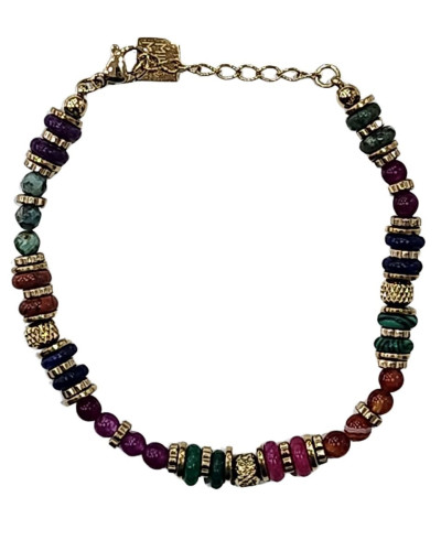 Bracelet femme acier doré et pierres multicolores Hanaé