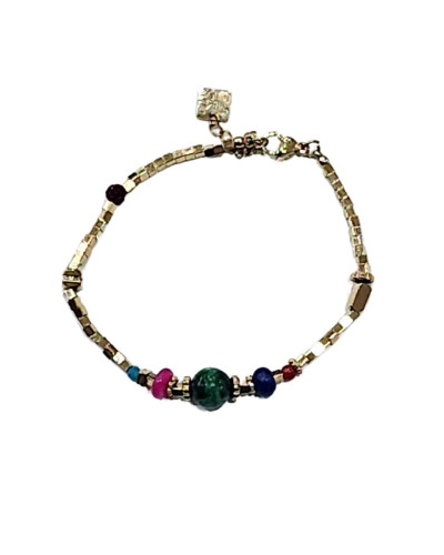 Bracelet femme acier doré et pierres multicolores Talia