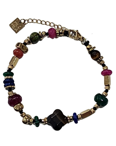 Bracelet femme acier doré et pierres multicolores Isalie