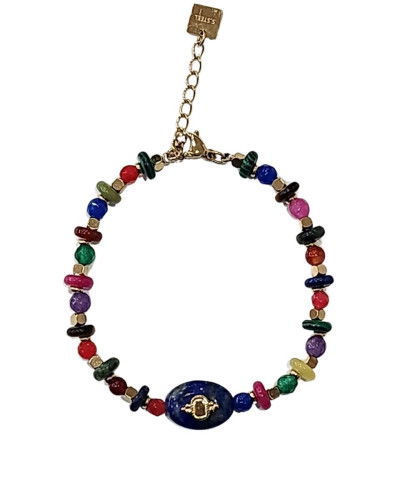 Bracelet femme acier doré et pierres multicolores Nirina