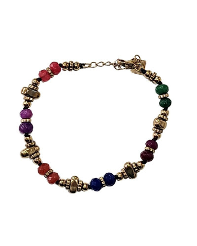 Bracelet femme acier doré et pierres multicolores Mirany