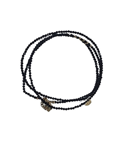 Bracelet femme acier doré et pierres noires Maddalena