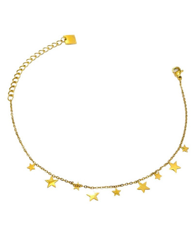 Bracelet femme acier doré petites étoiles