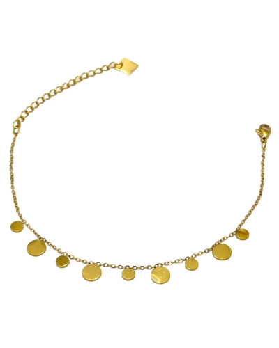bracelet femme acier doré petites pastilles