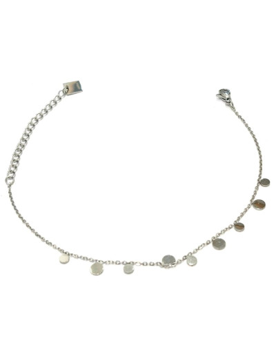  Bracelet femme acier argenté petits ronds 
