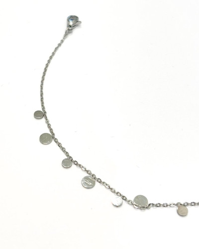  Bracelet femme acier argenté petits ronds 