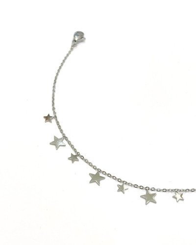 Bracelet femme acier argenté petites étoiles